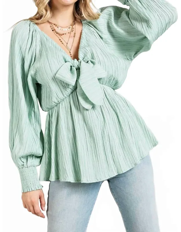 Long Sleeve Tie Front Top