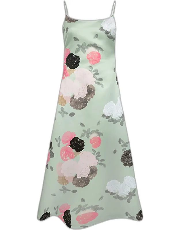 Floral Satin Midi Dress