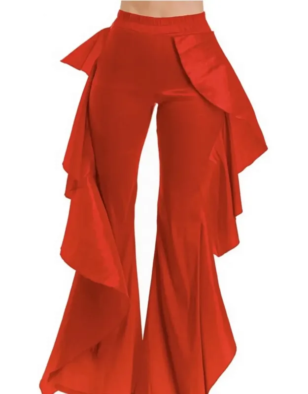 Ruffle Hem Wide Leg Pants