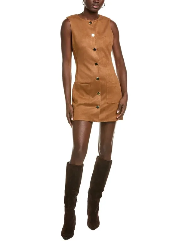 Round Neck Buttoned Mini Dress