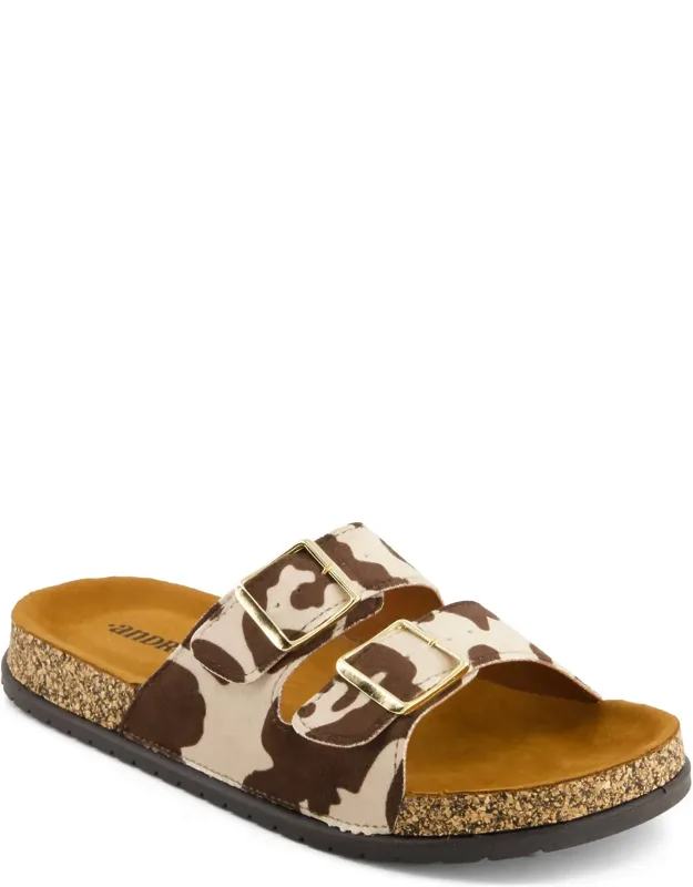 Cowhide Print Footbed Sandals