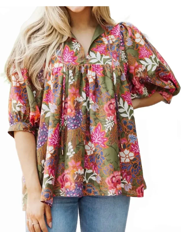 Puff Sleeve Tunic Top