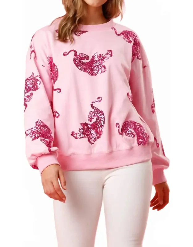 Fierce Babe Sequin Tiger Pullover