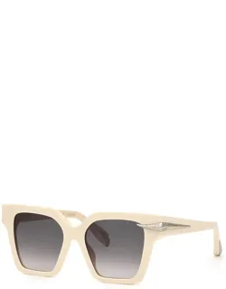 Sunglasses Square Full Rim, Cream Beige Frame And Grey Gradient Lens Src002s09x7