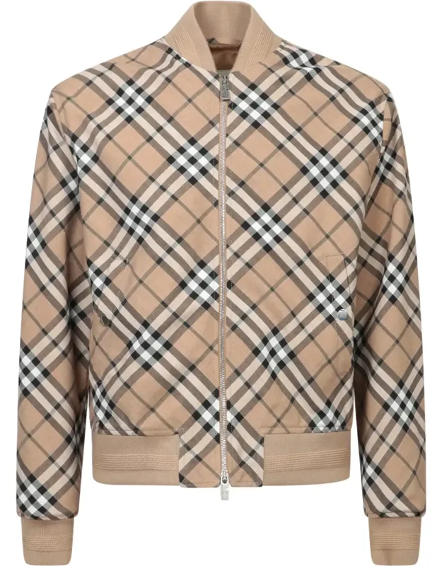 Vintage Check Zip-up Bomber Jacket
