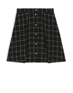 Checked-bouclé Skirt With A-line Profile
