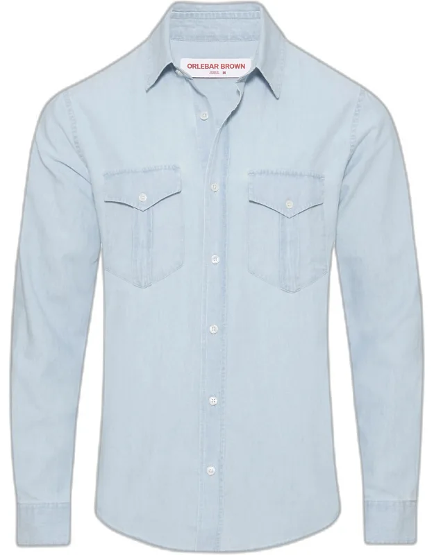 Tailored Fit Classic Collar Long-sleeve Cotton Chambray Shirt