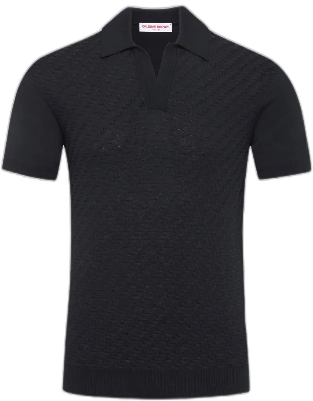 Tailored Fit Silk And Cotton Blend Jacquard Polo Shirt