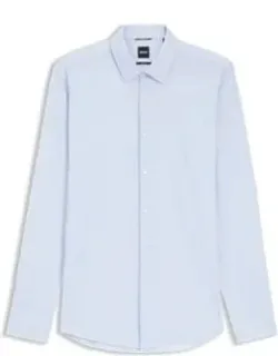 Boss Printed Slim-fit Shirt In Performance-stretch Jersey - Light Blue, Tailored To A Slim Fit
