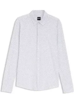 Printed Slim-fit Shirt In Performance-stretch Jersey