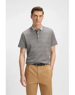 Grid-pattern Polo Shirt In Mercerised Cotton