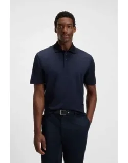 Grid-pattern Polo Shirt In Mercerised Cotton
