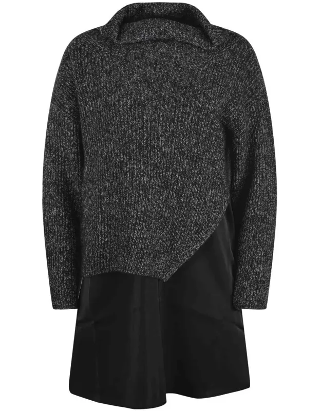 Etereo Dress With Crater Neck And Asymmetrical Slit
