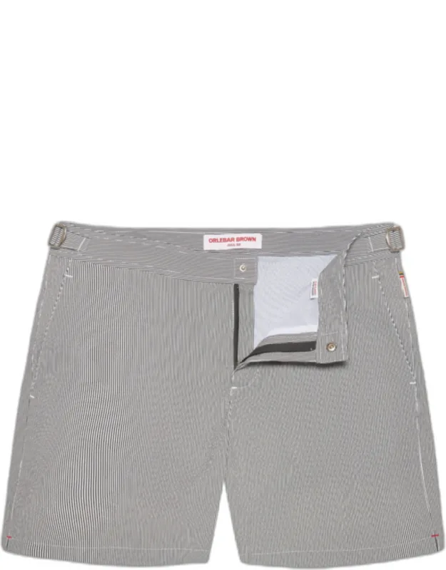 Mid-length Seersucker Stripe Swim Shorts