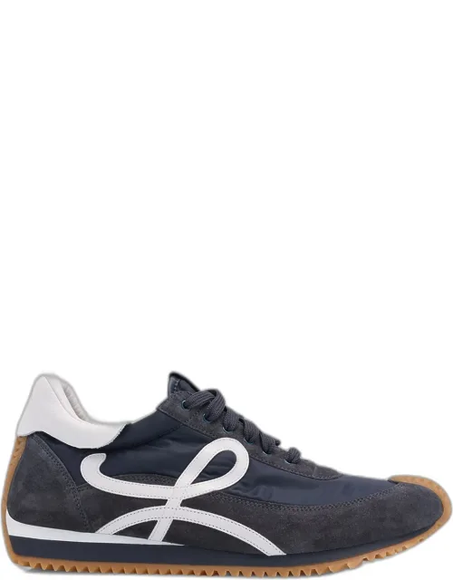 Nylon And Suede Flow Runner Sneakers