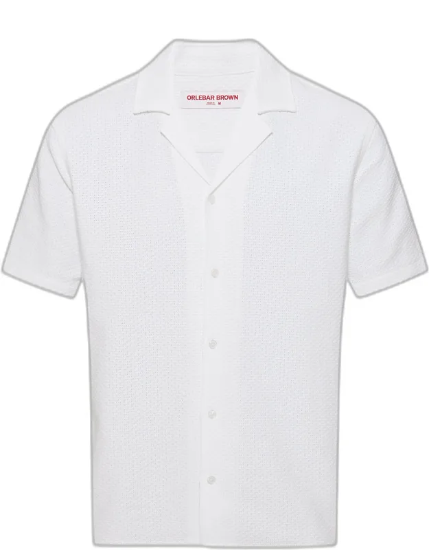 Relaxed Fit Capri Collar Open Weave Italian Cotton Shirt