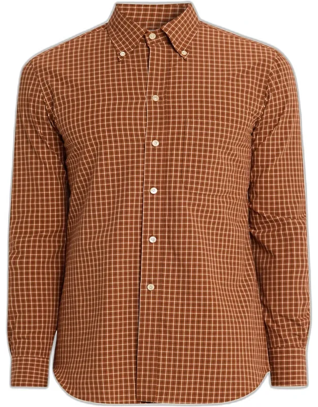 Cotton Windowpane Plaid Sport Shirt