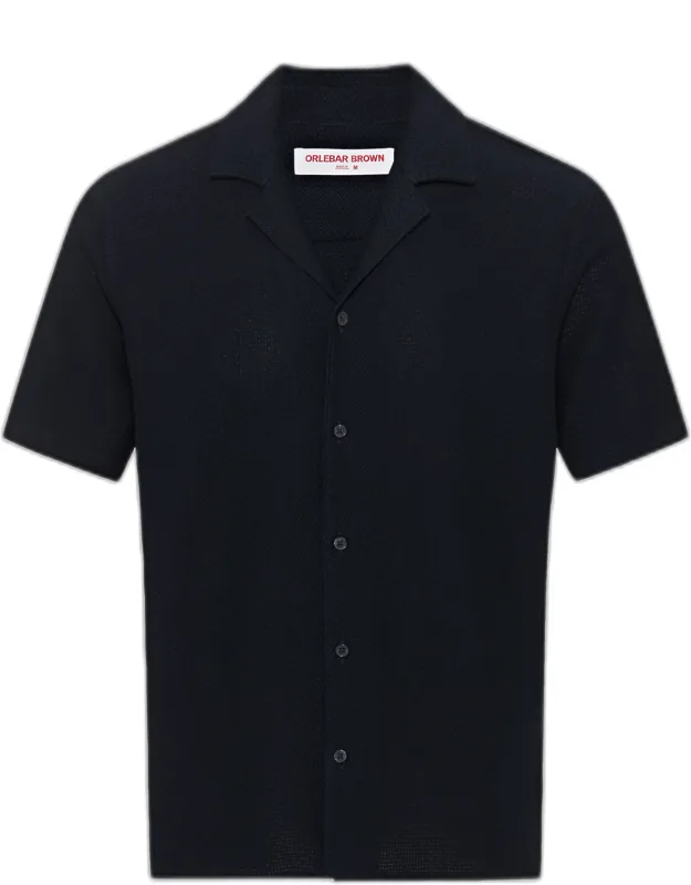 Relaxed Fit Capri Collar Open Weave Italian Cotton Shirt