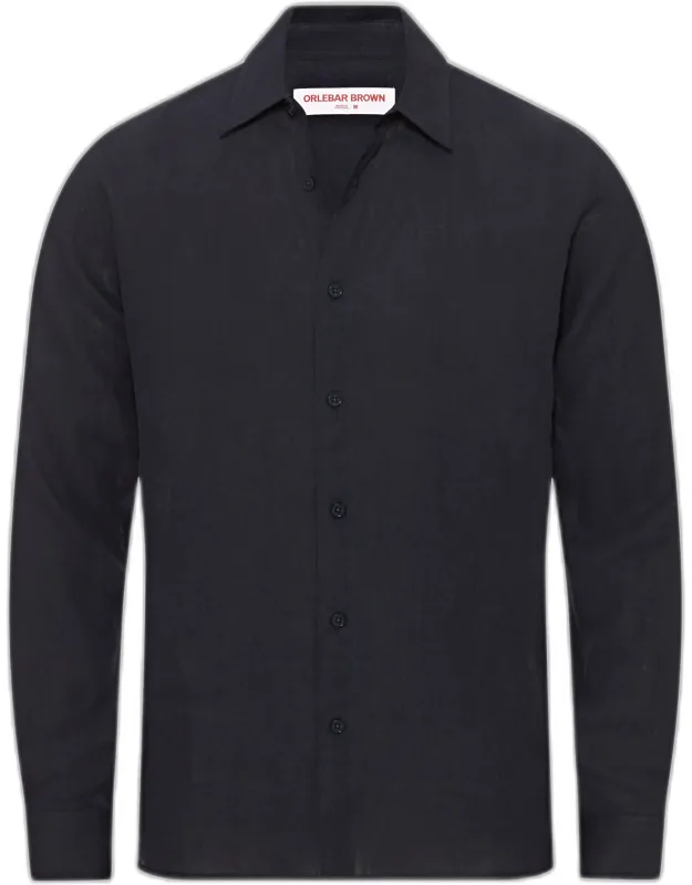 Relaxed Fit Classic Collar Laundered Linen Shirt