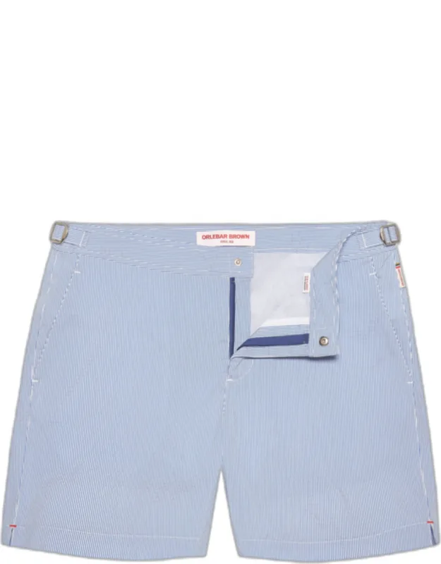 Mid-length Seersucker Stripe Swim Shorts