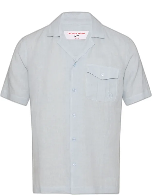 Capri Collar Scaramanga Emblem Linen Shirt