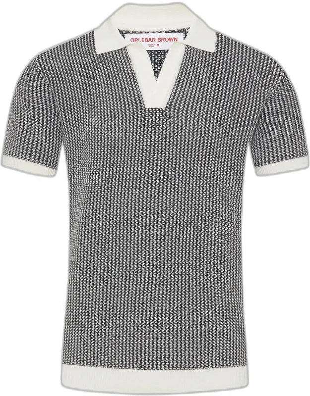 Tailored Fit Two-colour Chevron Cotton Knit Polo Shirt