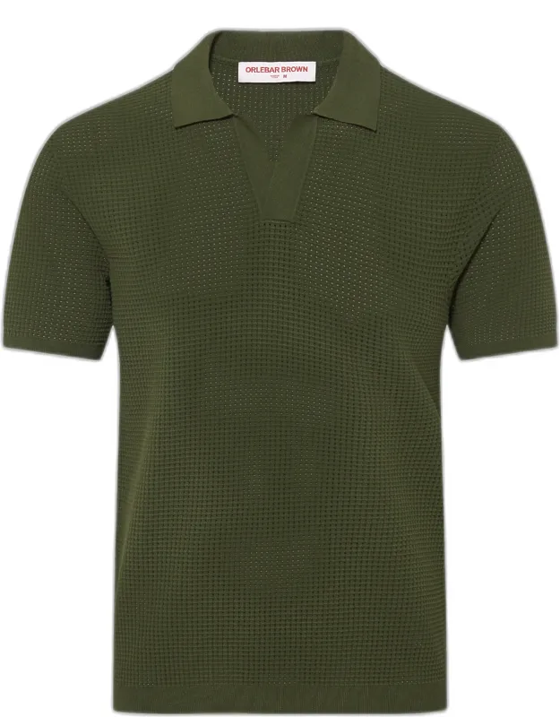 Mesh Stitch Polo Shirt Relaxed Resort Polo