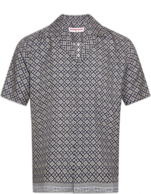 Relaxed Fit Capri Collar Paisley Season Print Silk Shirt