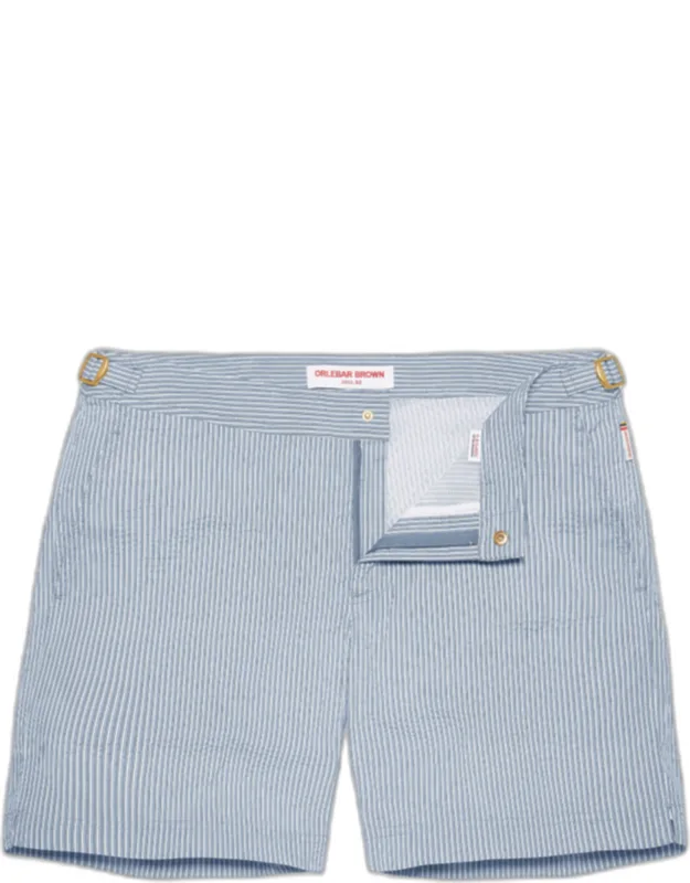 Mid-length Classic Textured Stripe Swim Shorts