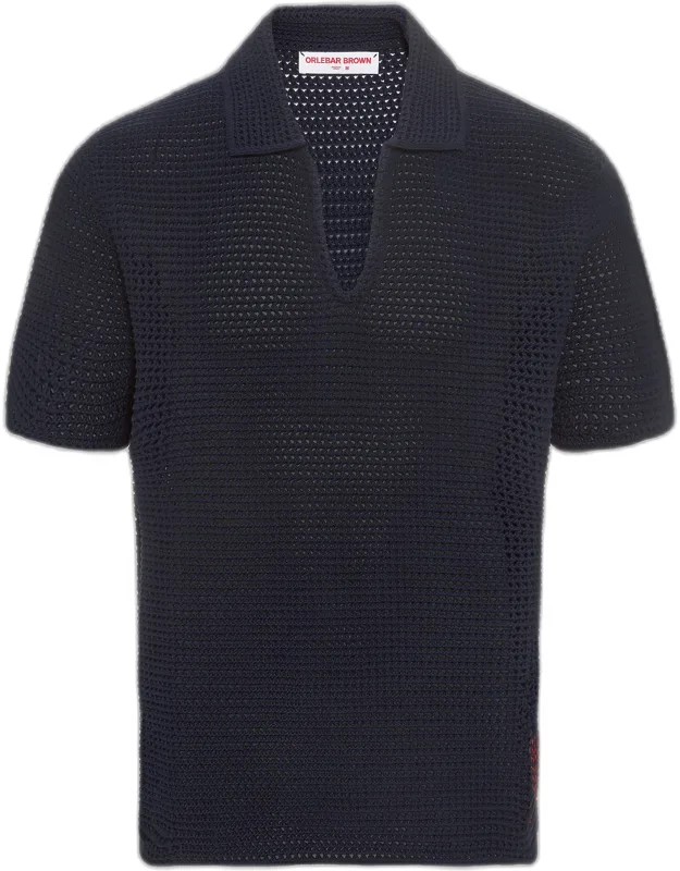Classic Fit Organic Cotton Crochet Polo Shirt