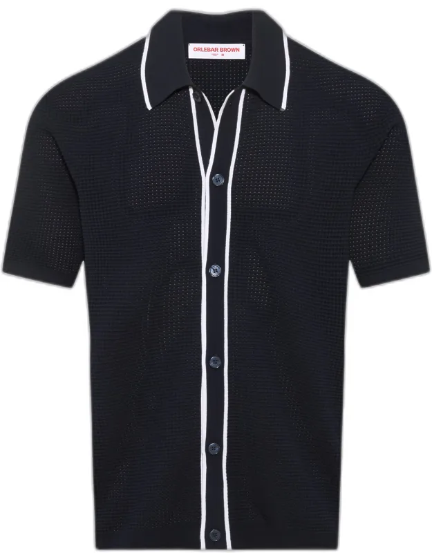 Relaxed Fit Short-sleeve Button-through Knitted Shirt