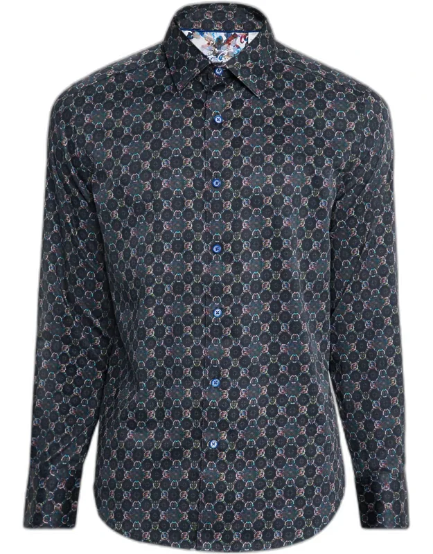Bramston Medallion Satin Button-down Shirt