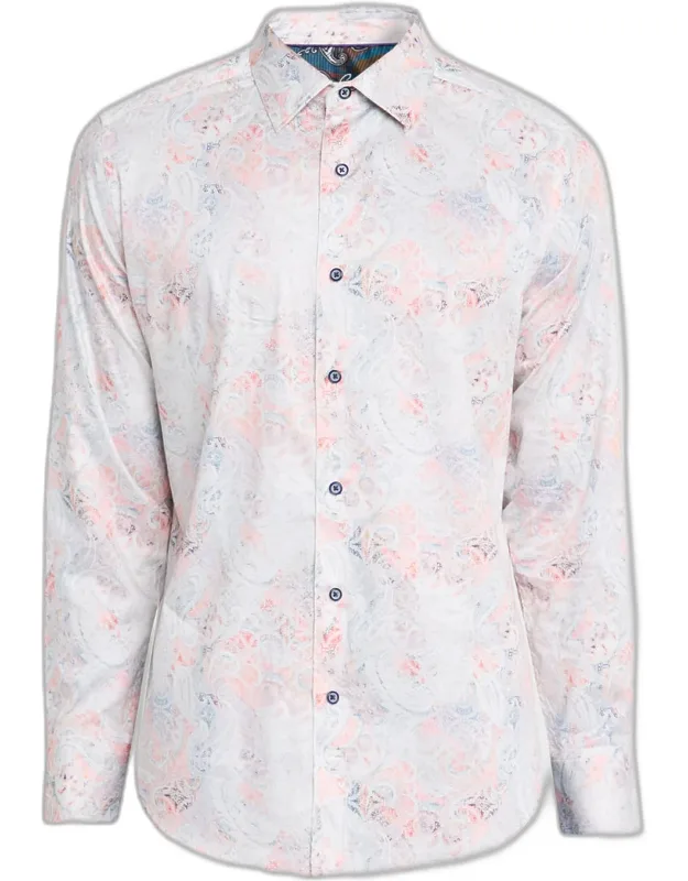 Addington Stretch Satin Paisley Button-down Shirt