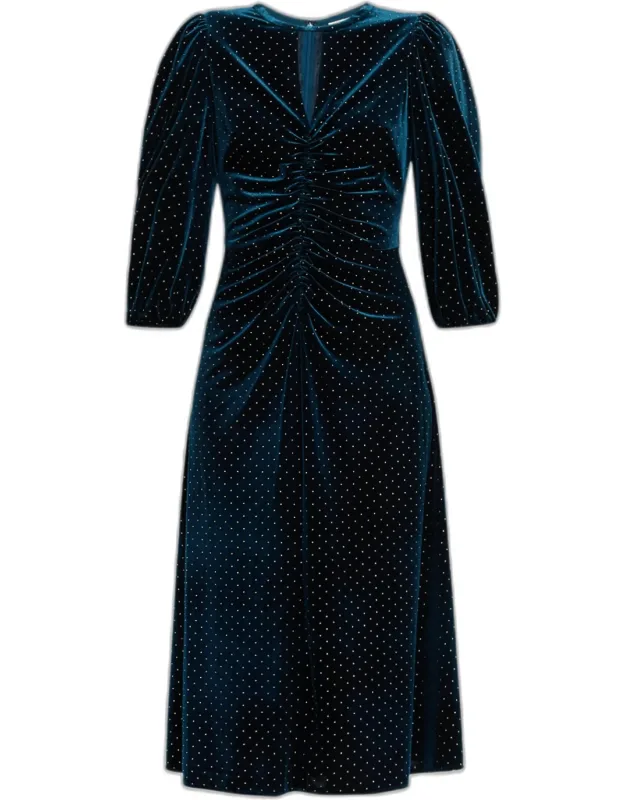 Studded Velvet Midi Dress