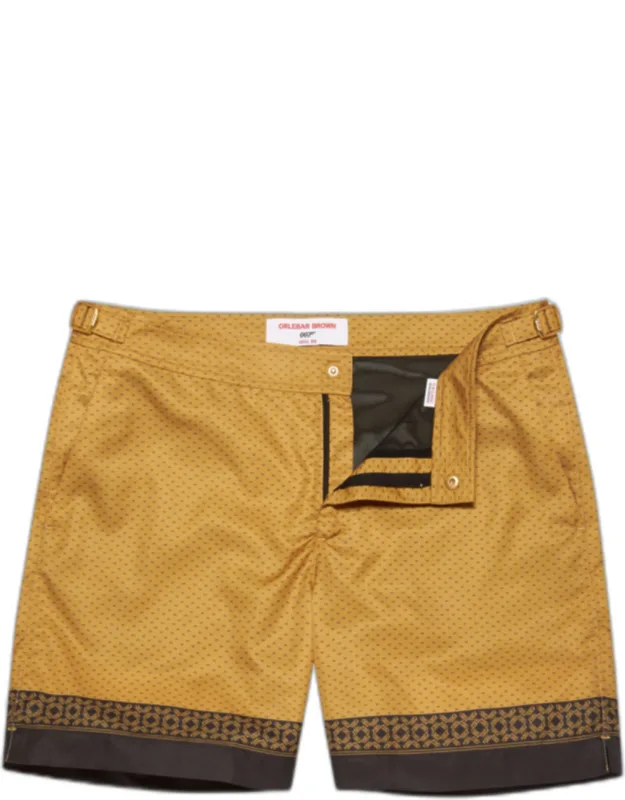 Mid-length Jacquard Gold Bullion '007' Swim Shorts