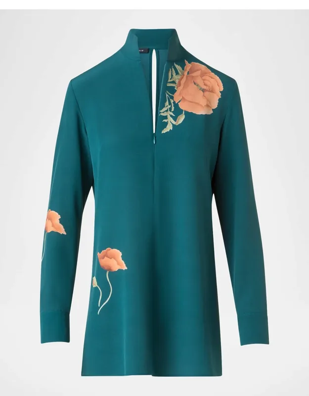 Anemone Print Silk Crepe Tunic