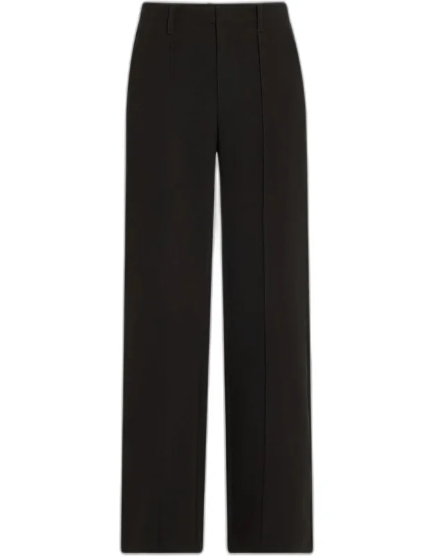 _pintuck Cropped Pants High Rise With Subtle Flare_