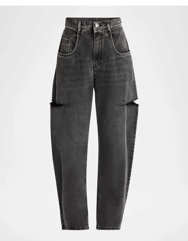 Slit Denim Trousers
