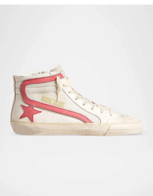 Slide Leather Mesh Mid-top Sneakers