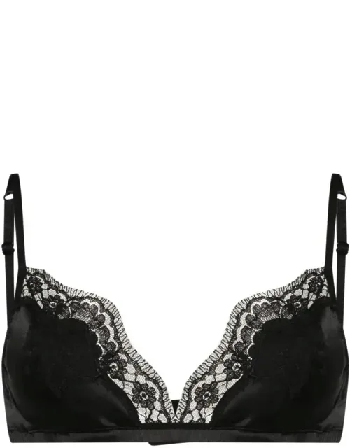 Soft-cup Satin Bra With Lace Detailing