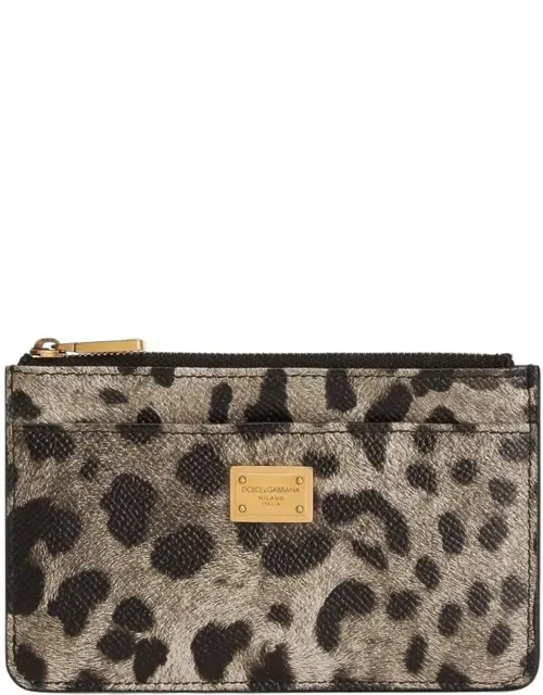 Leopard-print Dauphine Leather Card Holder