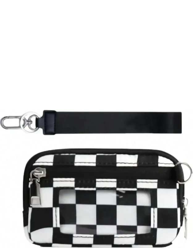 Checkered Id Wallet Nylon Wristlet