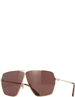 Sunglasses Aviator Full Rim, Shiny Rose Gold Frame And Brown Lens