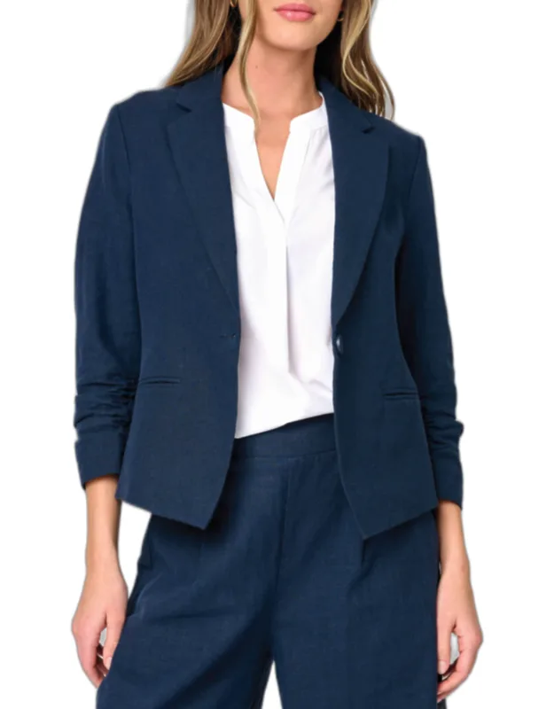 Notch Collar Linen Blazer
