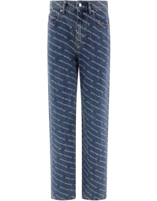 Jeans With Logo Crystal Hotfix