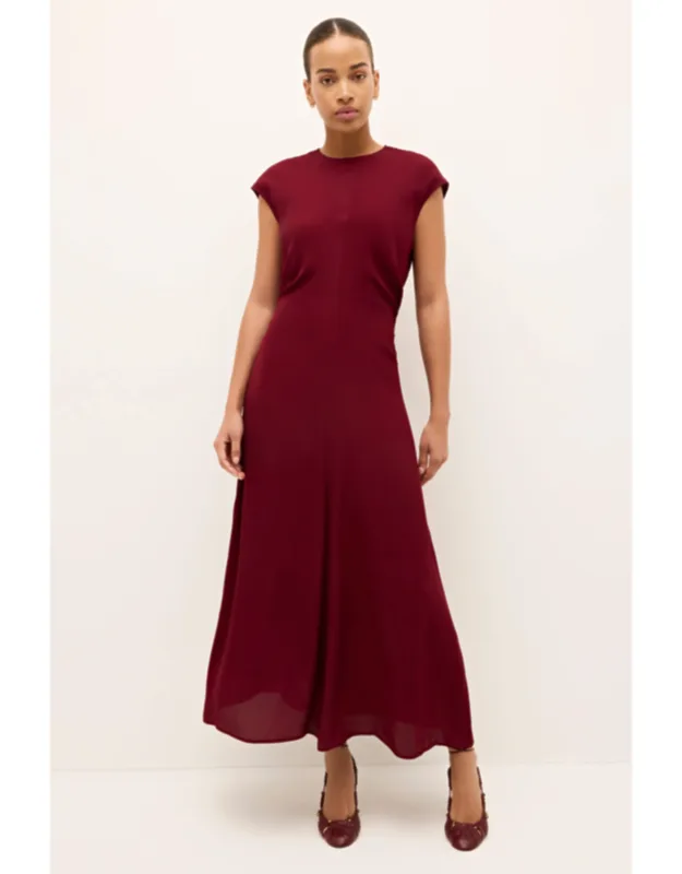 Zuri Dress With Bias Cut And Pleated Waist Detail
