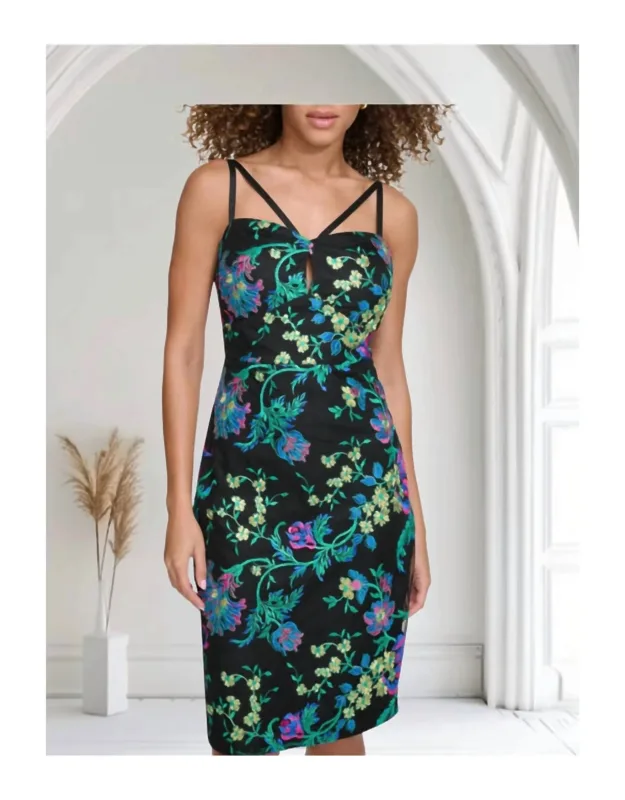 Embroidered Mesh Dress