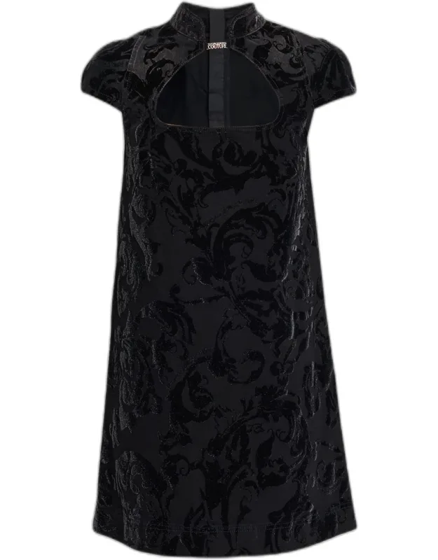 Cut-out Barocco Denim Mini Dress