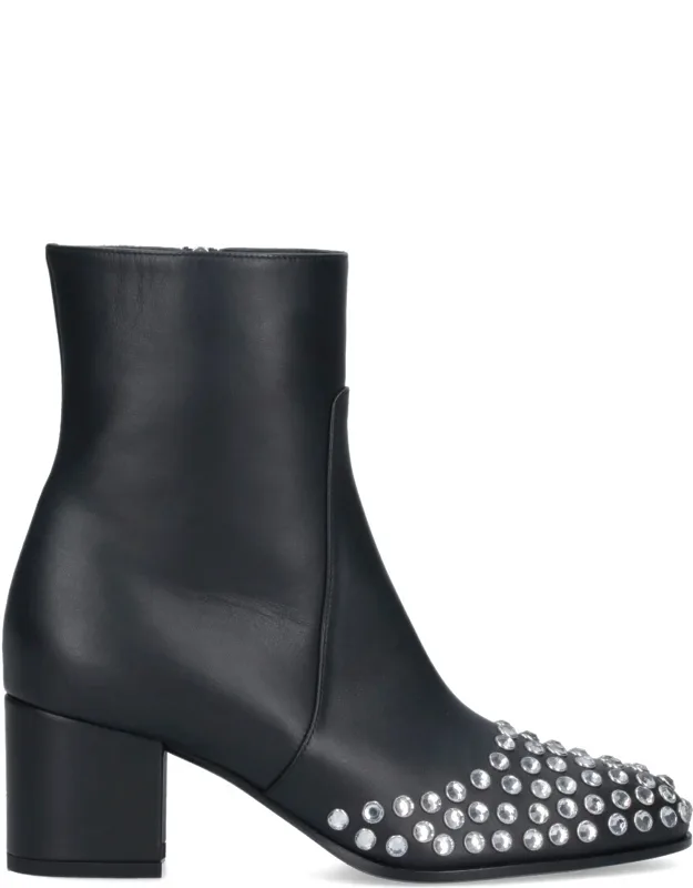 Low Ankle Boots With Rhinestones