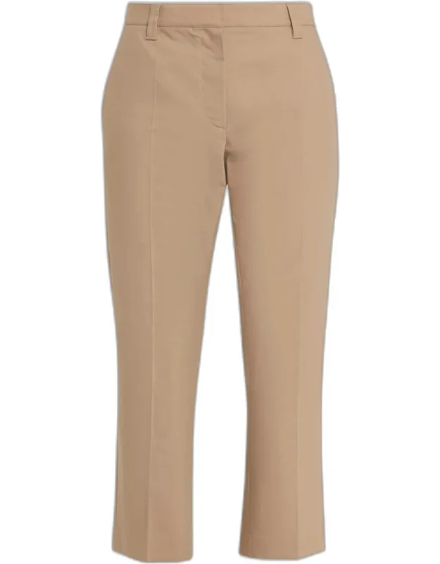 Stretch Cotton Gabardine Crop Cigarette Pants